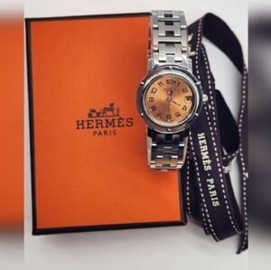 HERMES Clipper CL4.210 Gold Dial Swiss Qz Women's Watch